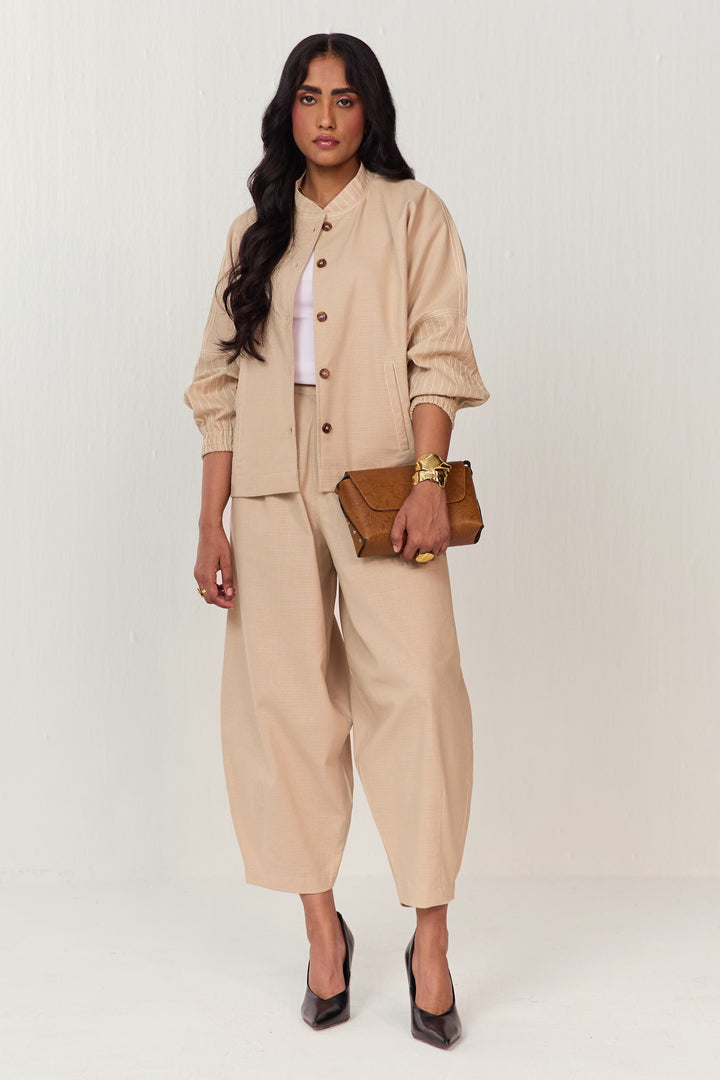 TRAVELLERS SHACKET SET-HAREM PANTS ECRU