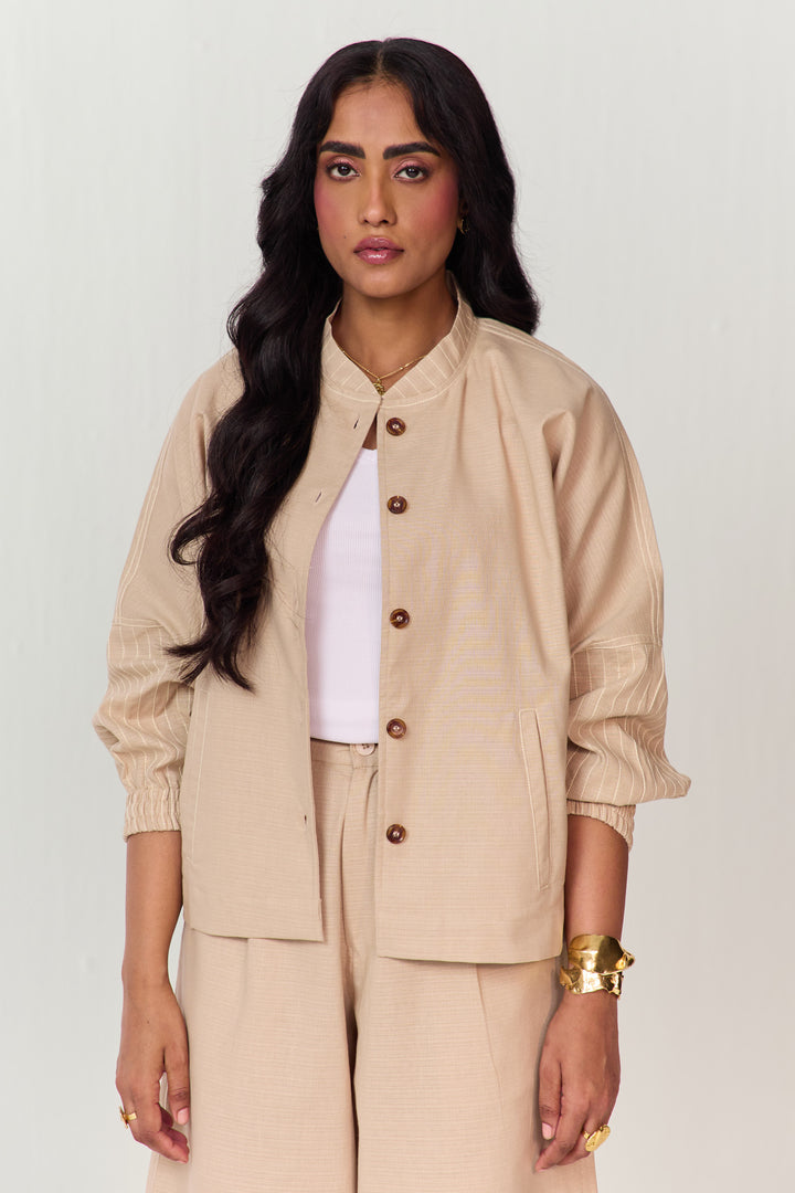 TRAVELLERS SHACKET SET-HAREM PANTS ECRU