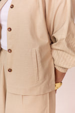 Load image into Gallery viewer, TRAVELLERS SHACKET SET-HAREM PANTS ECRU