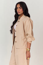 Load image into Gallery viewer, TRAVELLERS SHACKET SET-HAREM PANTS ECRU