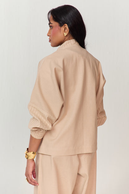 TRAVELLERS SHACKET SET-HAREM PANTS ECRU