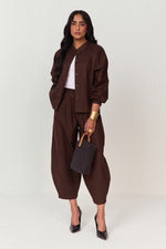 Load image into Gallery viewer, TRAVELLERS SHACKET SET-HAREM PANTS CACAO