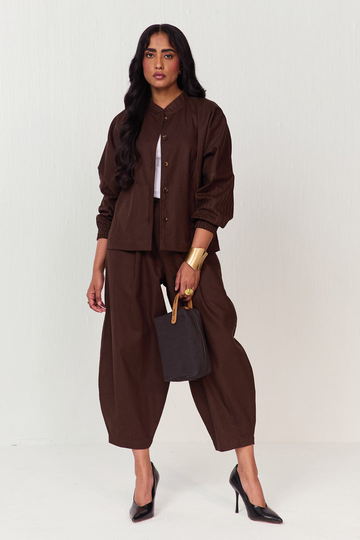 TRAVELLERS SHACKET SET-HAREM PANTS CACAO