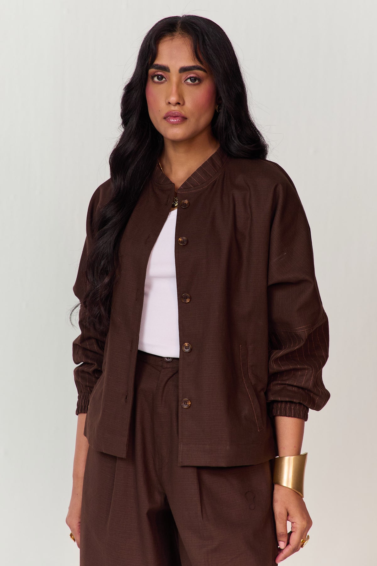 TRAVELLERS SHACKET SET-HAREM PANTS CACAO