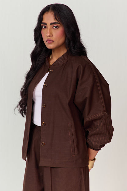 TRAVELLERS SHACKET SET-HAREM PANTS CACAO