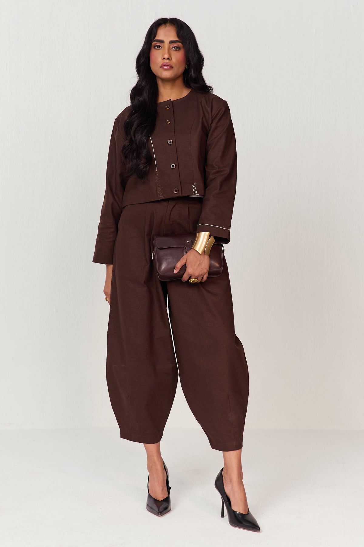 ARTIST SHIRT SET-HAREM PANTS CACAO