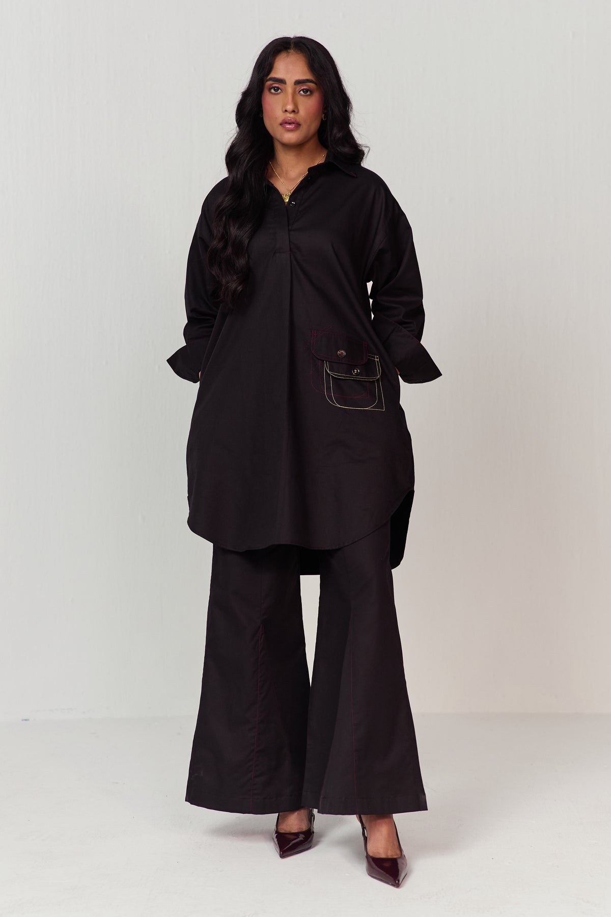 DOODLE KURTA SET-BLACK
