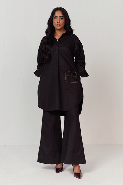 DOODLE KURTA SET-BLACK