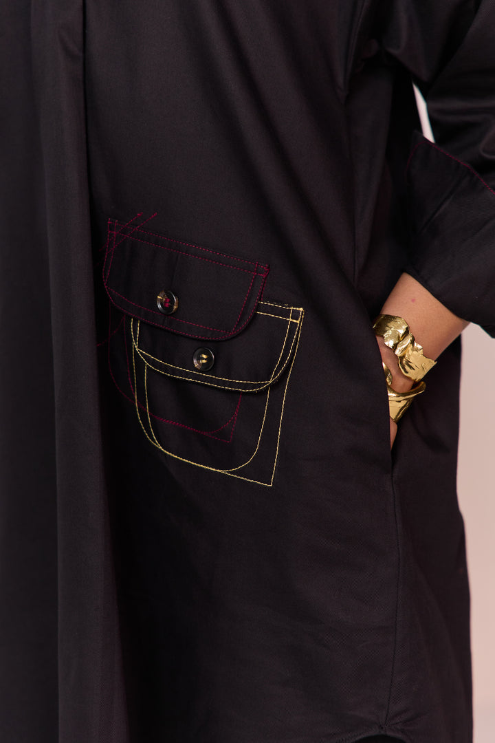 DOODLE KURTA SET-BLACK
