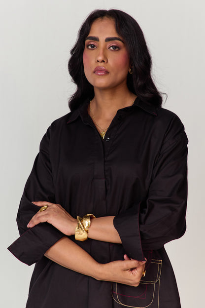 DOODLE KURTA SET-BLACK