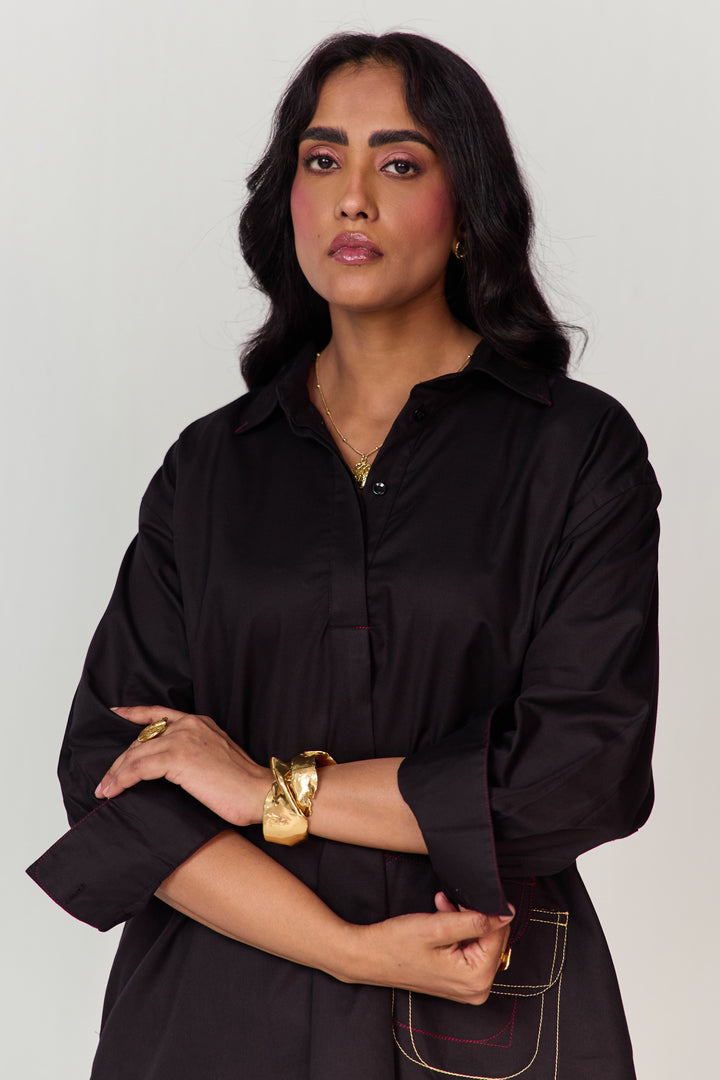 DOODLE KURTA SET-BLACK