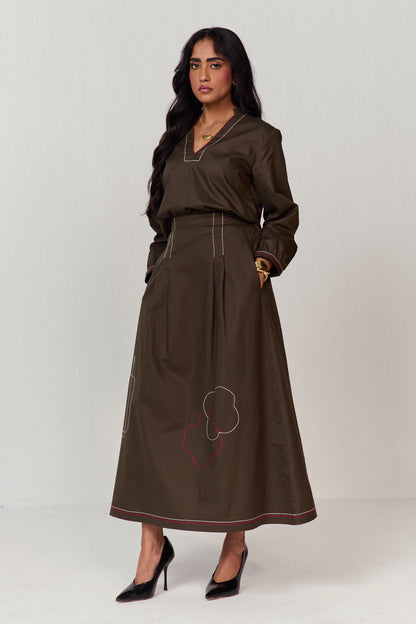 DOODLE SKIRT-OLIVE