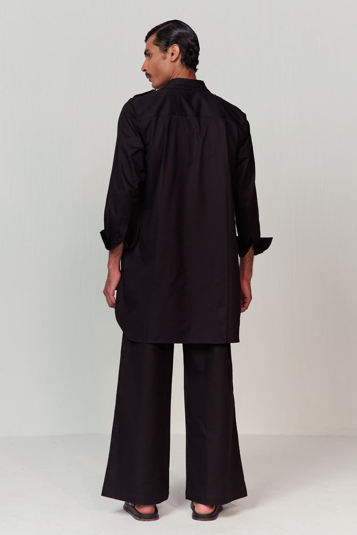 DOODLE PATHANI KURTA SET-BLACK