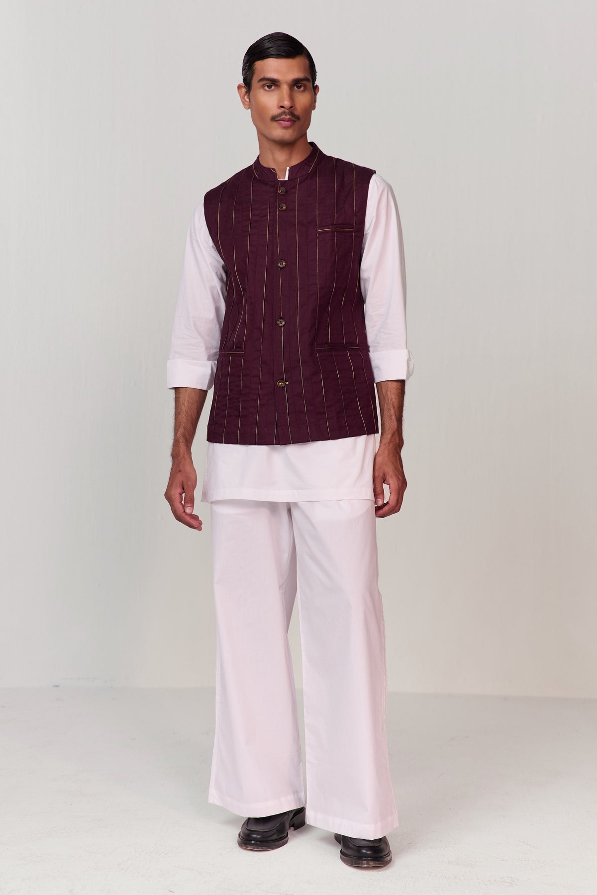 ADVAIT PINTUCK NEHRU JACKET-COTTON
