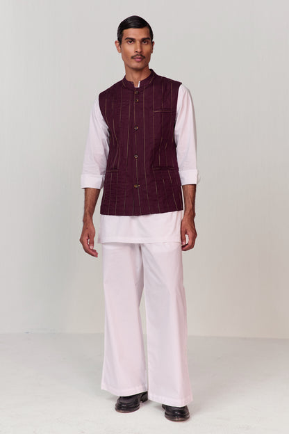 ADVAIT PINTUCK NEHRU JACKET-COTTON