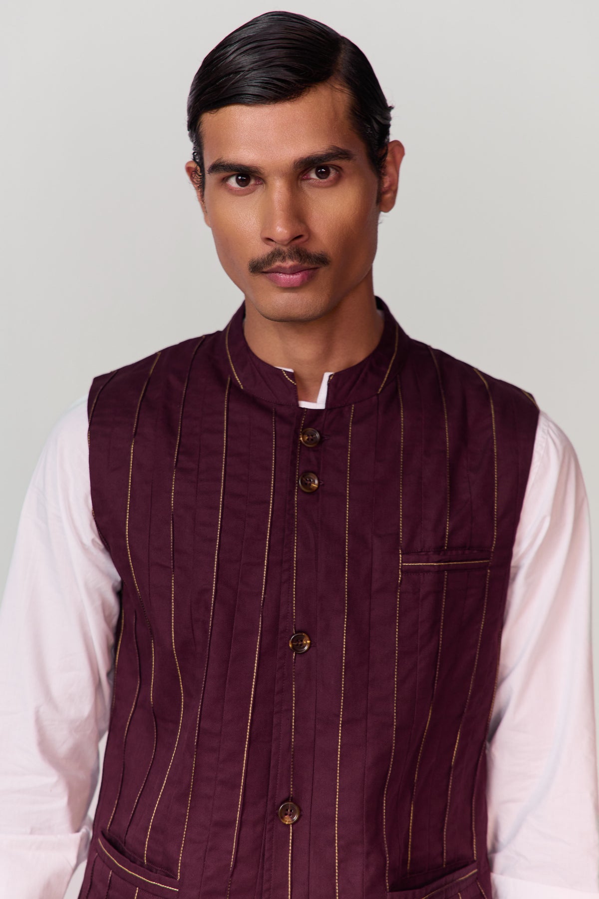 ADVAIT PINTUCK NEHRU JACKET-COTTON