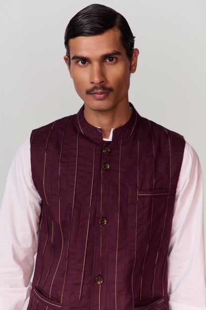 ADVAIT PINTUCK NEHRU JACKET-COTTON
