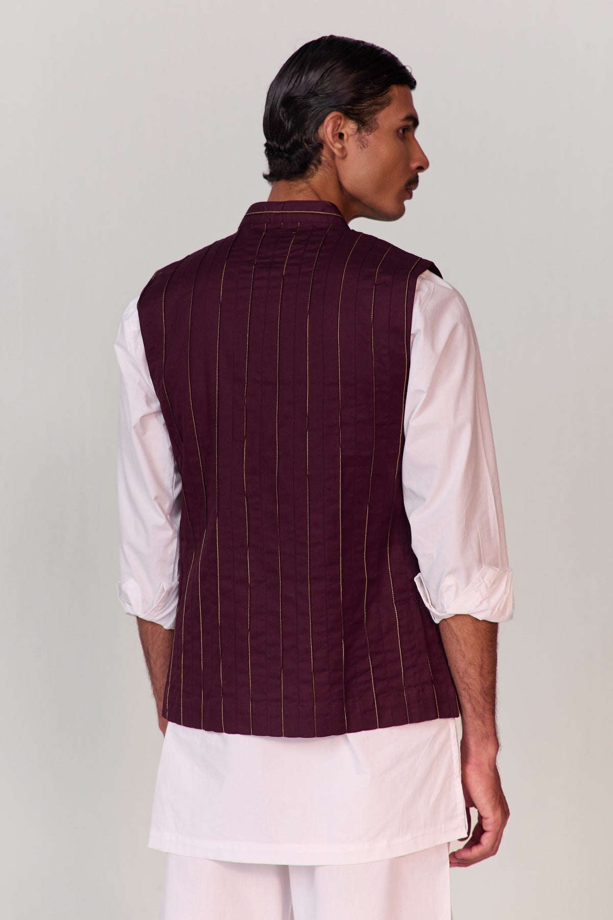 ADVAIT PINTUCK NEHRU JACKET-COTTON