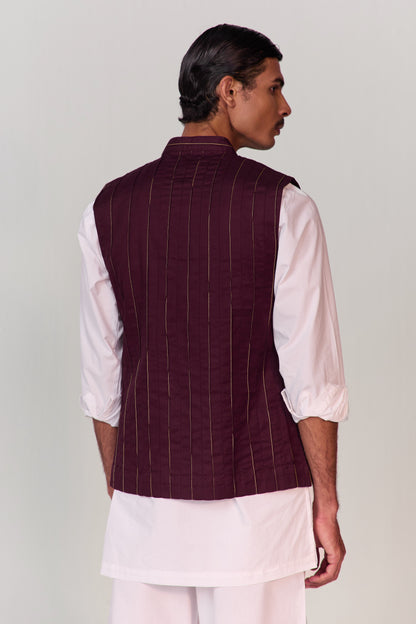 ADVAIT PINTUCK NEHRU JACKET-COTTON