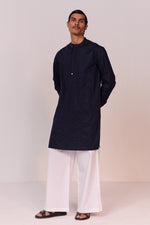 Load image into Gallery viewer, ANUV KURTA SET-SUMMER NAVY