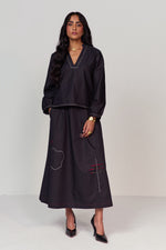 Load image into Gallery viewer, DOODLE SKIRT SET- BLUE