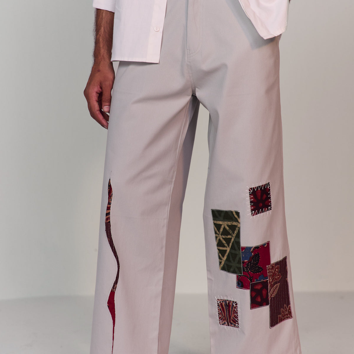 ARTIST PATCHWORK PANTS-GREY – October Jaipur