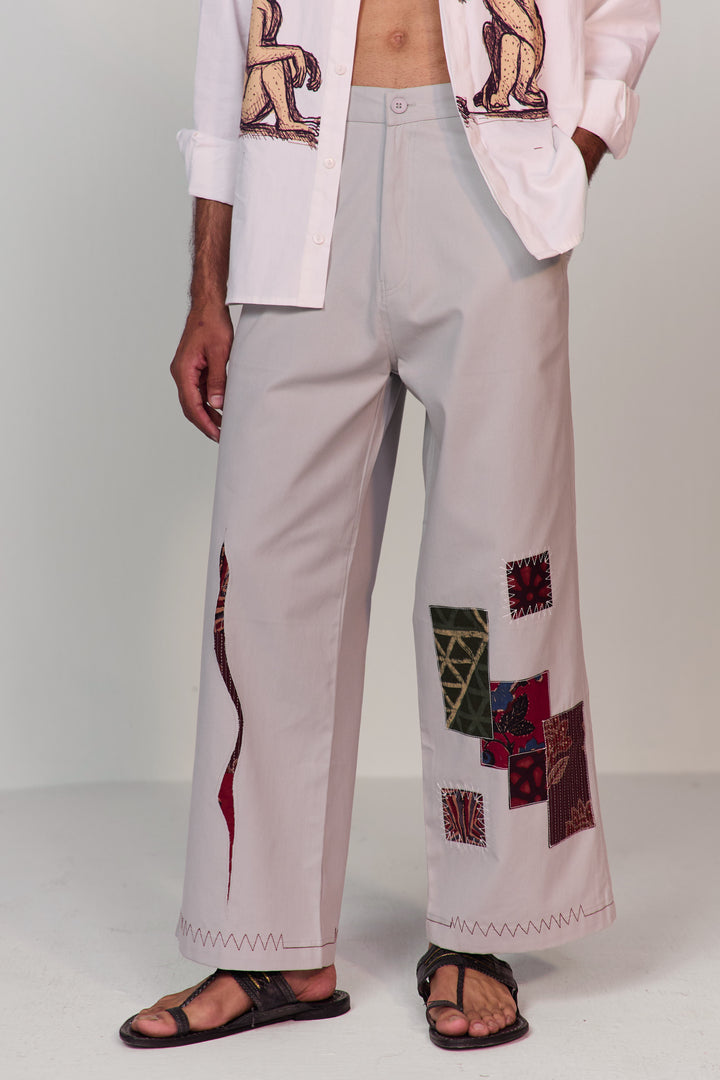 ARTIST PATCHWORK PANTS-GREY