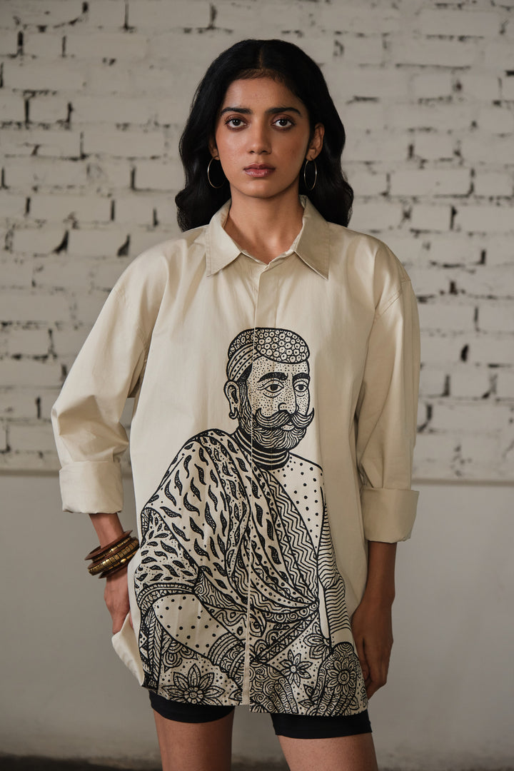 SAWAI OVERSIZED SHIRT-BEIGE
