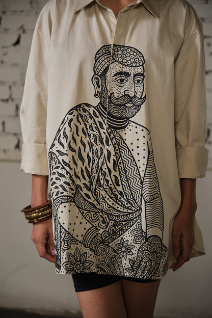 SAWAI OVERSIZED SHIRT-BEIGE