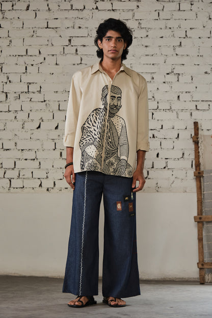 SAWAI OVERSIZED SHIRT-BEIGE