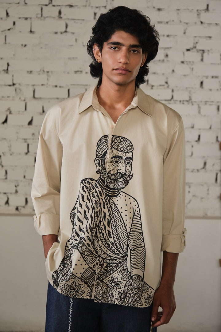 SAWAI OVERSIZED SHIRT-BEIGE