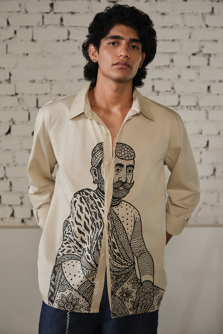 SAWAI OVERSIZED SHIRT-BEIGE