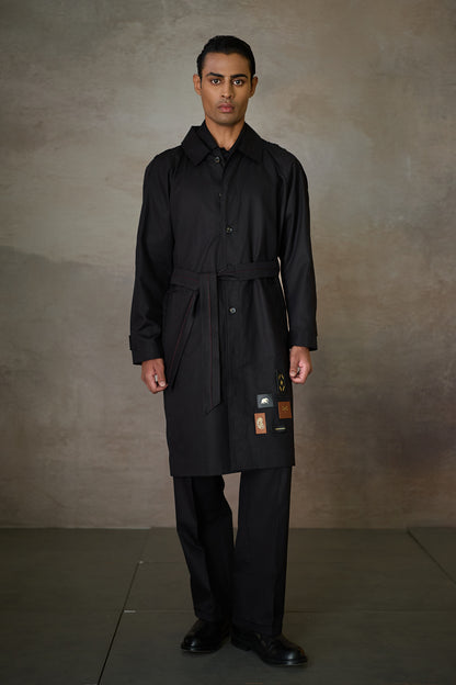 OXFORDSHIRE TRENCH COAT-BLACK