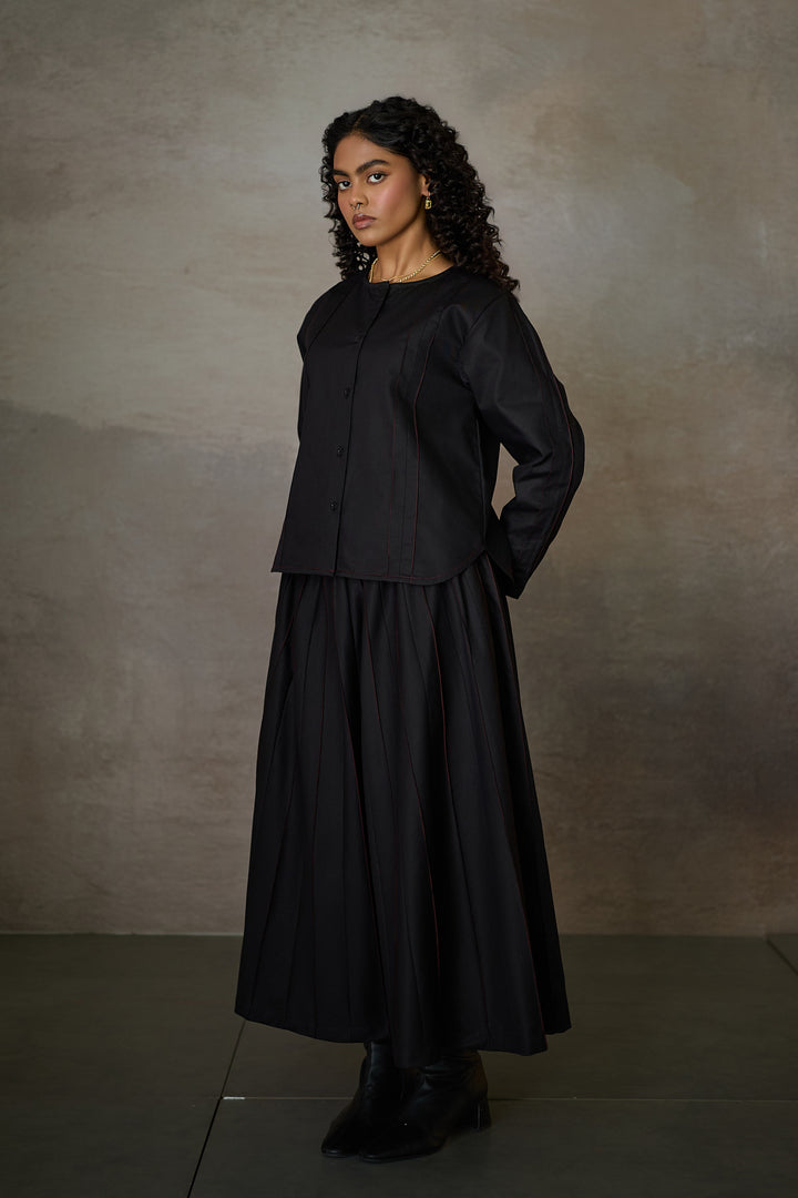 PINTUCK SOHO SKIRT SET- BLACK