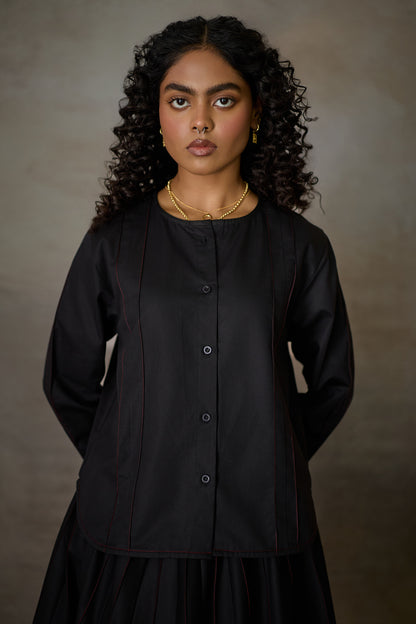 PINTUCK SOHO SKIRT SET- BLACK