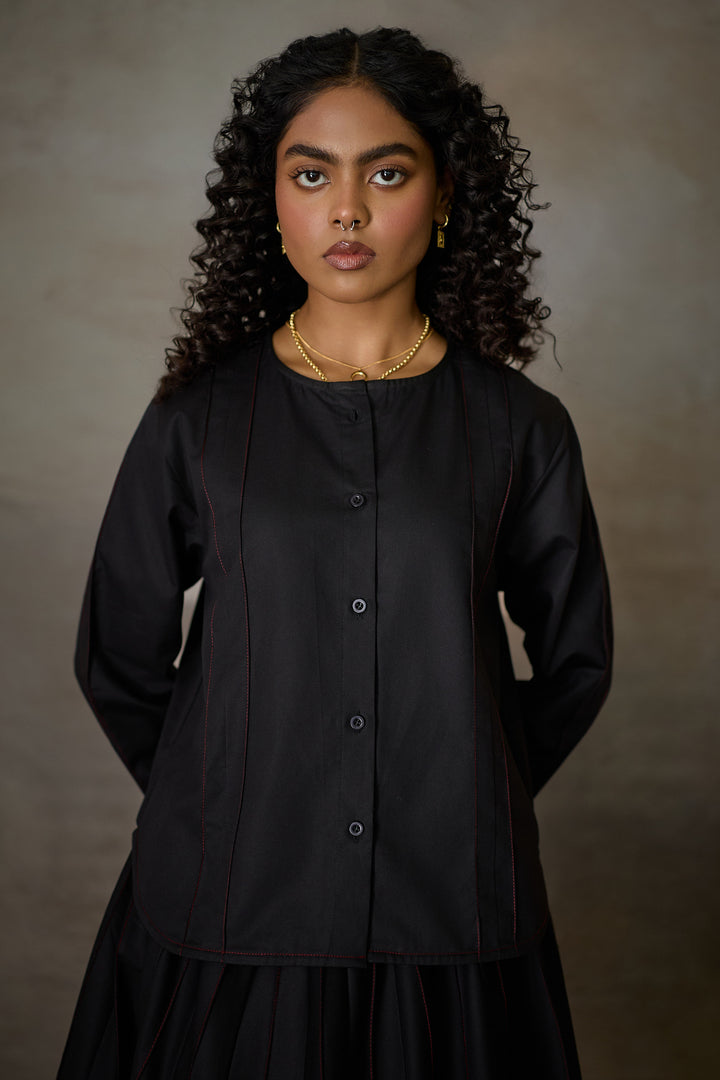 PINTUCK SOHO SKIRT SET- BLACK