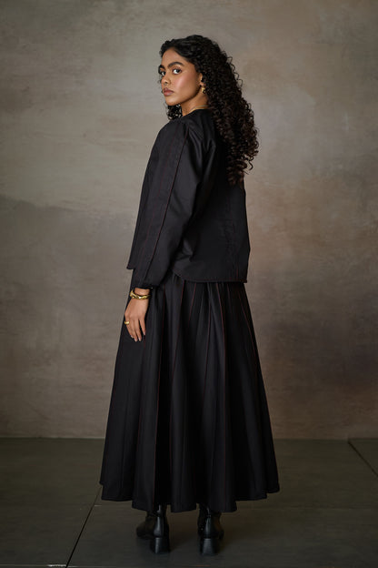 PINTUCK SOHO SKIRT SET- BLACK