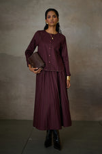 Load image into Gallery viewer, PINTUCK SOHO SKIRT SET- MERLOT
