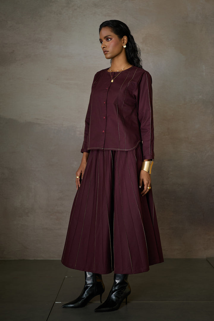 PINTUCK SOHO SKIRT SET- MERLOT