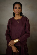 Load image into Gallery viewer, PINTUCK SOHO SKIRT SET- MERLOT
