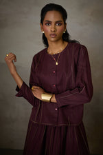 Load image into Gallery viewer, PINTUCK SOHO SKIRT SET- MERLOT
