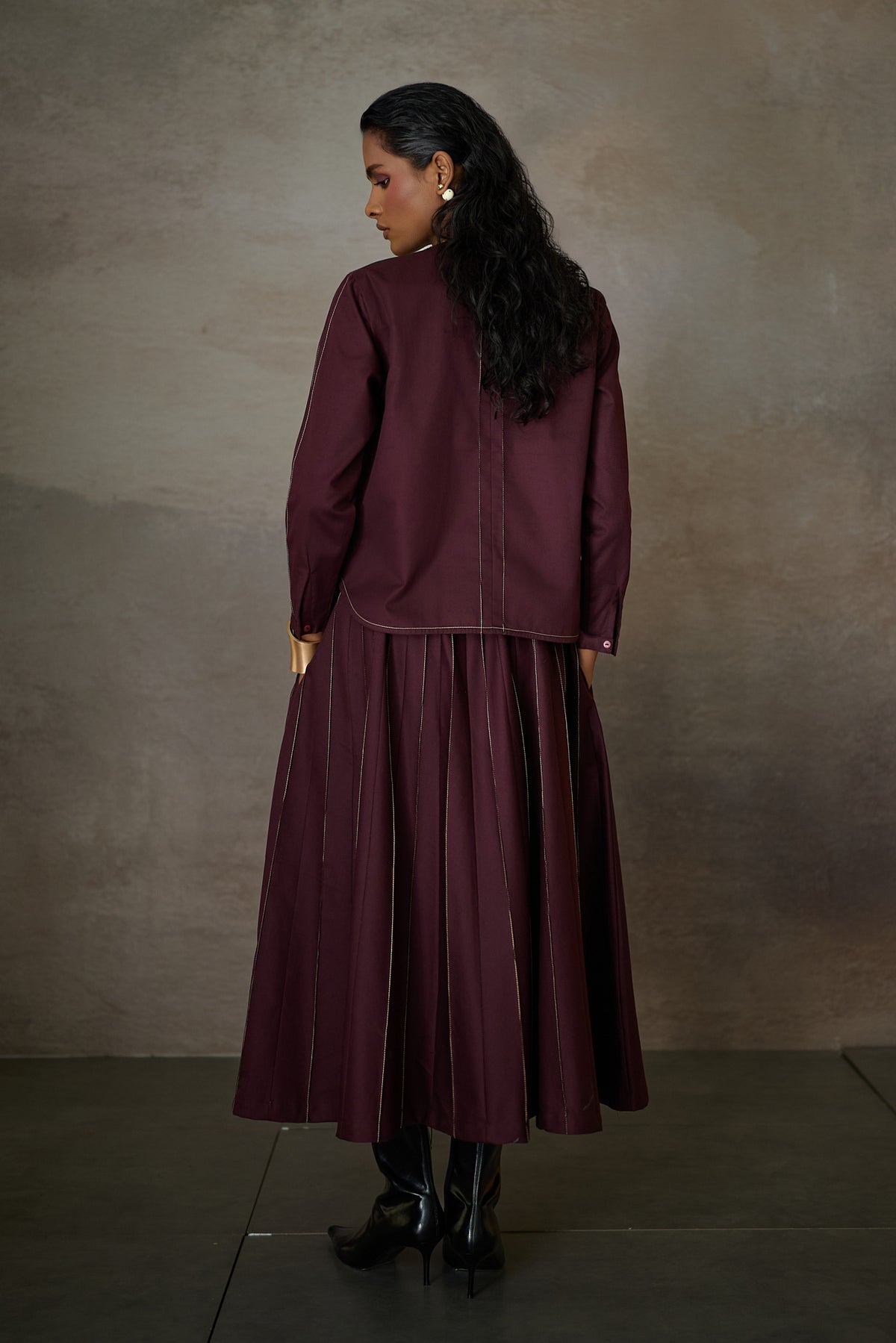 PINTUCK SOHO SKIRT SET- MERLOT