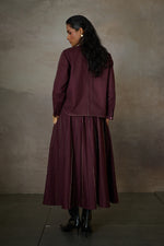 Load image into Gallery viewer, PINTUCK SOHO SKIRT SET- MERLOT
