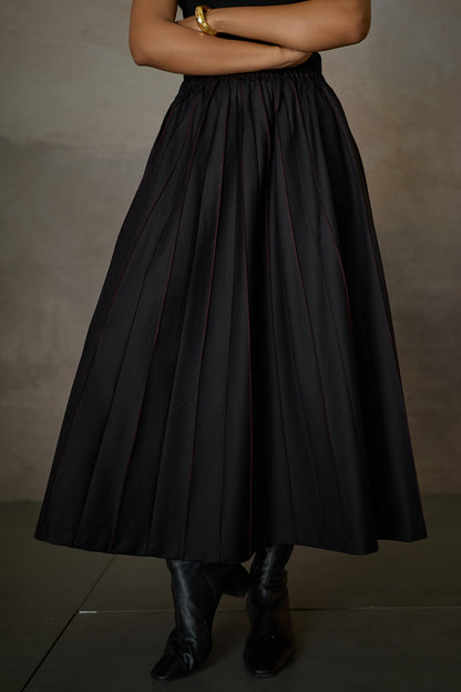 PINTUCK SOHO SKIRT SET- BLACK