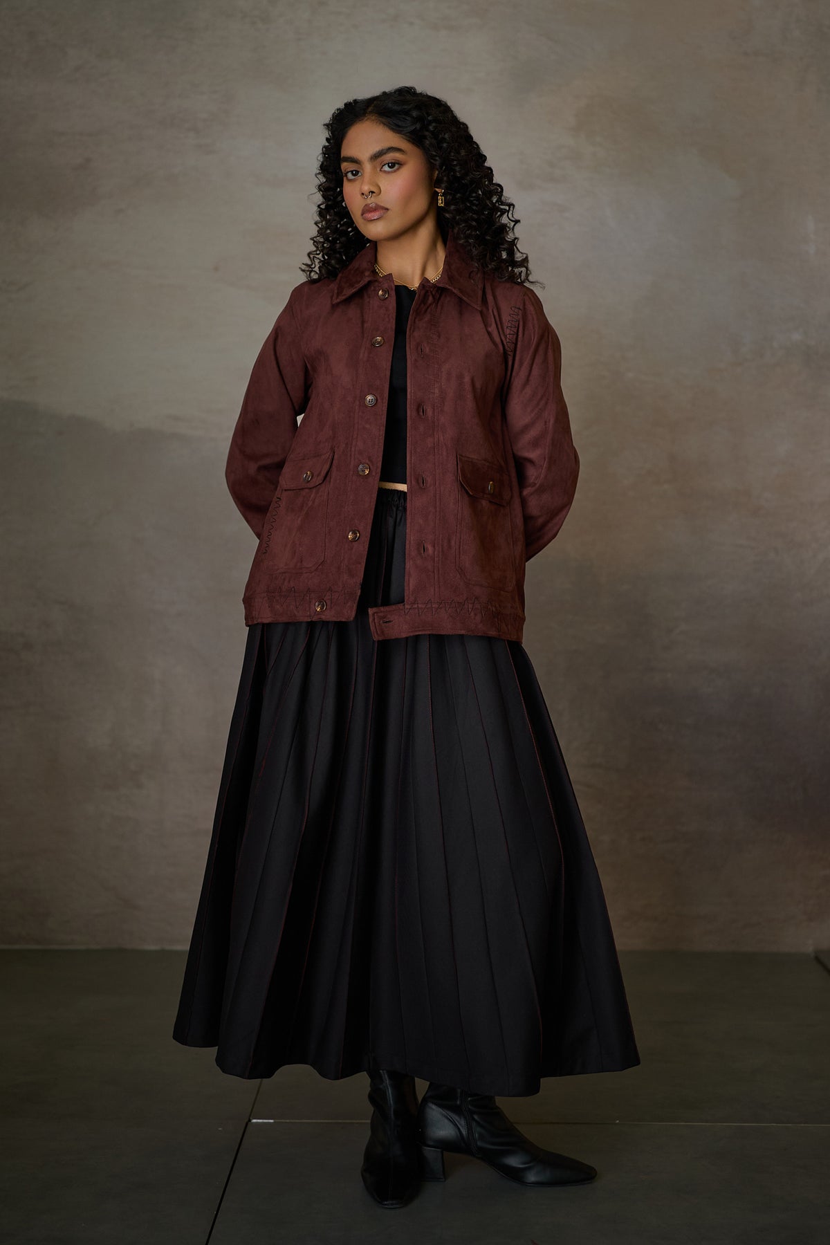 WABI SABI SUEDE JACKET -MERLOT