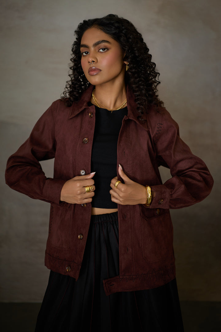 WABI SABI SUEDE JACKET -MERLOT