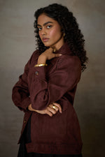 Load image into Gallery viewer, WABI SABI SUEDE JACKET -MERLOT
