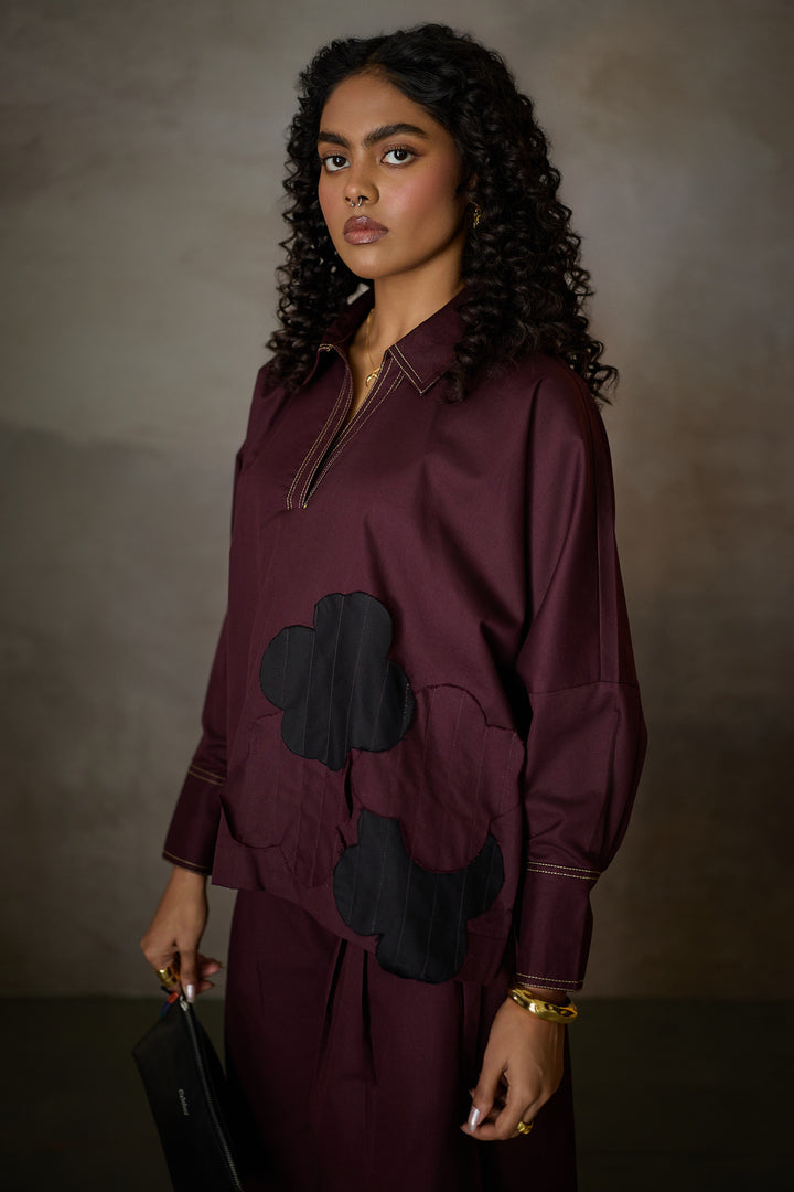 SAHIMA WIDE PANT SET- MERLOT