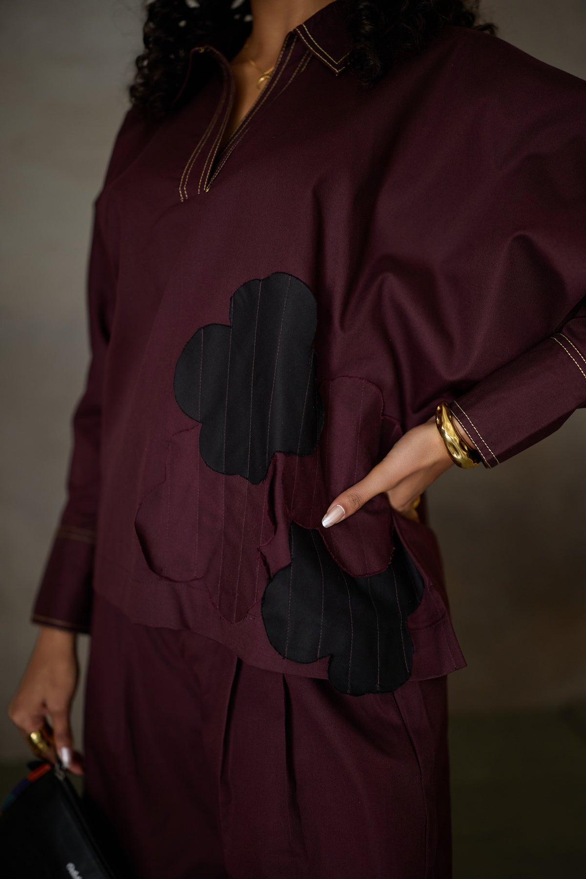 SAHIMA WIDE PANT SET- MERLOT