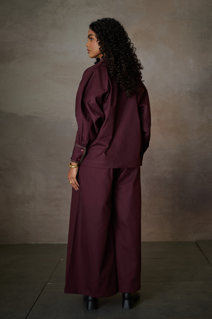 SAHIMA WIDE PANT SET- MERLOT